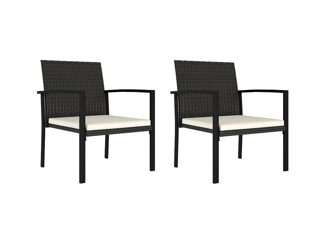 Chaises de salle à manger de jardin 2 pcs Résine tressée Noir 2