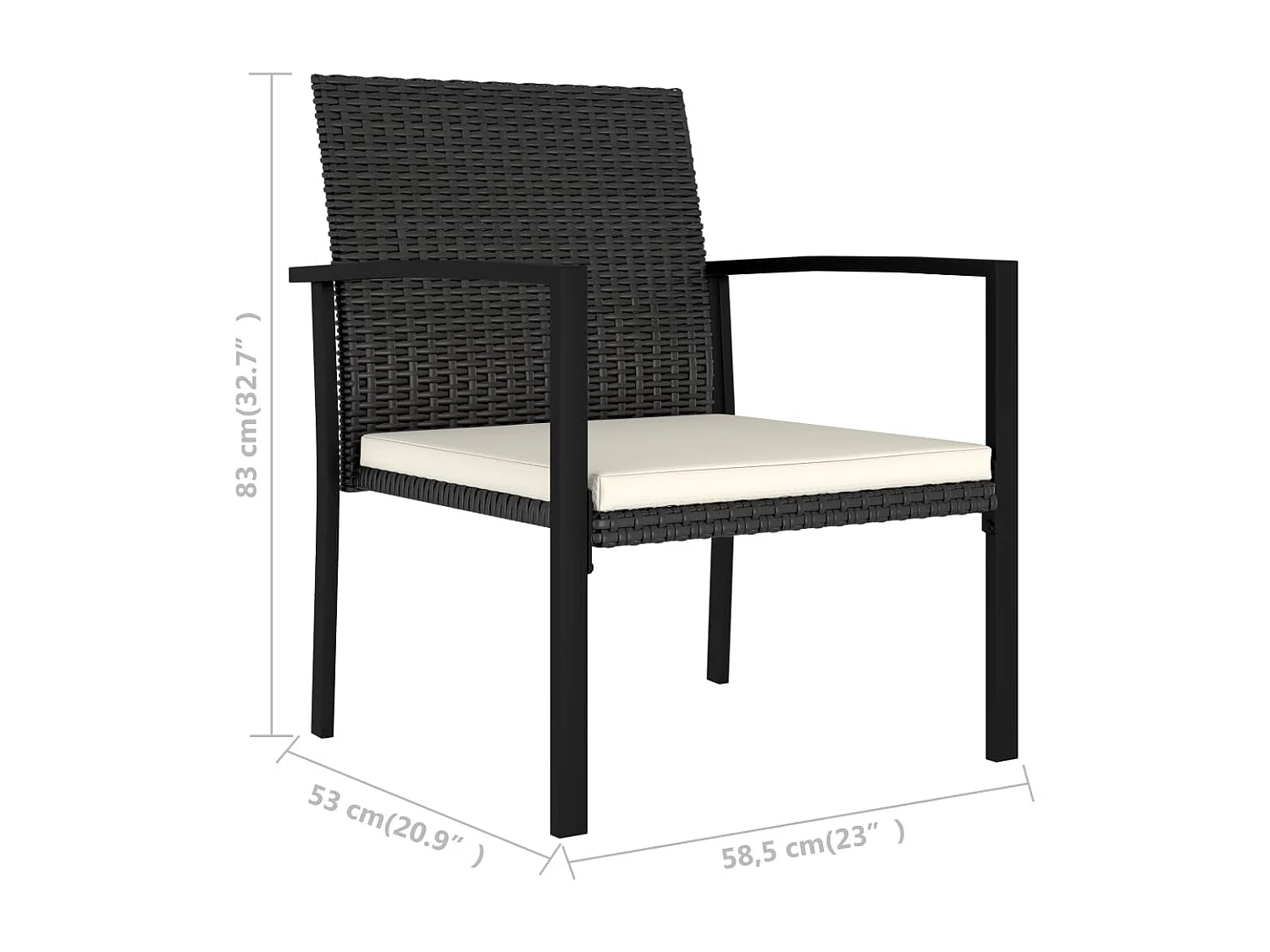 Chaises de salle à manger de jardin 2 pcs Résine tressée Noir 2