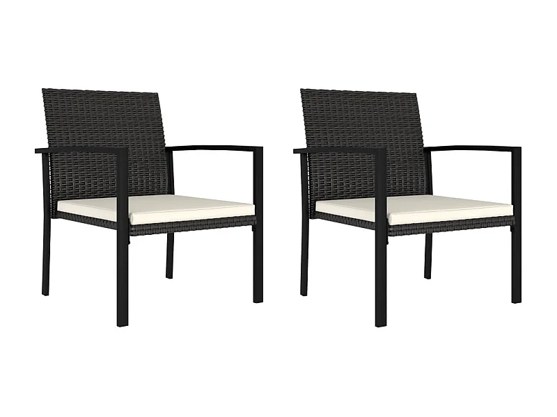 Chaises de salle à manger de jardin 2 pcs Résine tressée Noir 2