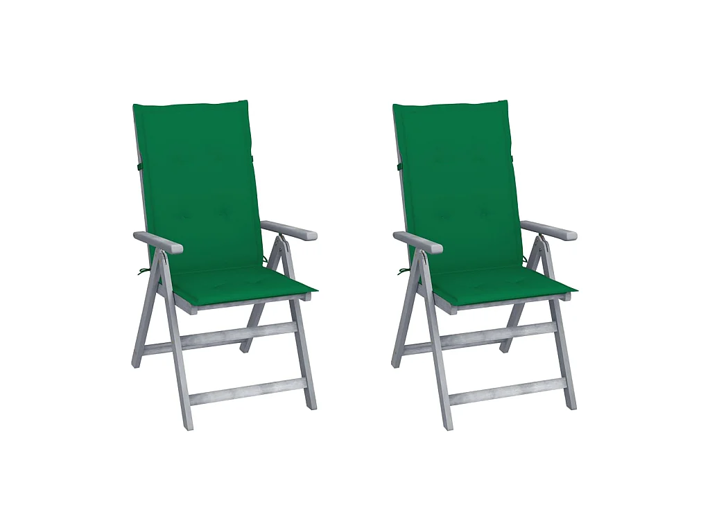 Chaises inclinables de jardin 2 pcs avec coussins Bois d'acacia 28