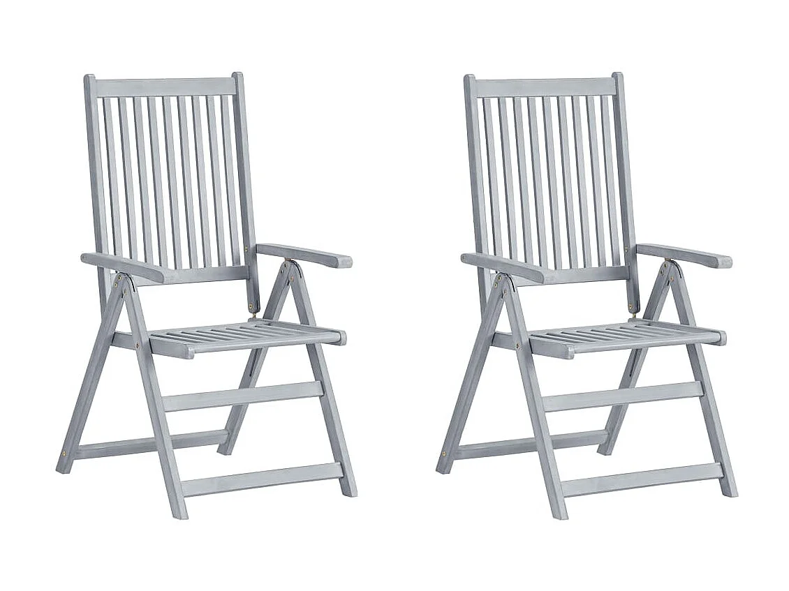 Chaises inclinables de jardin 2 pcs avec coussins Bois d'acacia 28