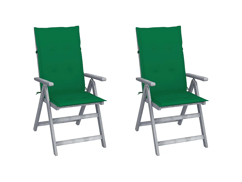 Chaises inclinables de jardin 2 pcs avec coussins Bois d'acacia 28
