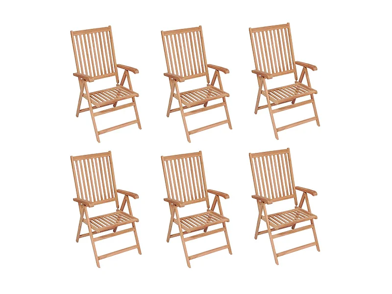 Chaises inclinables de jardin 6 pcs Bois de teck solide 2