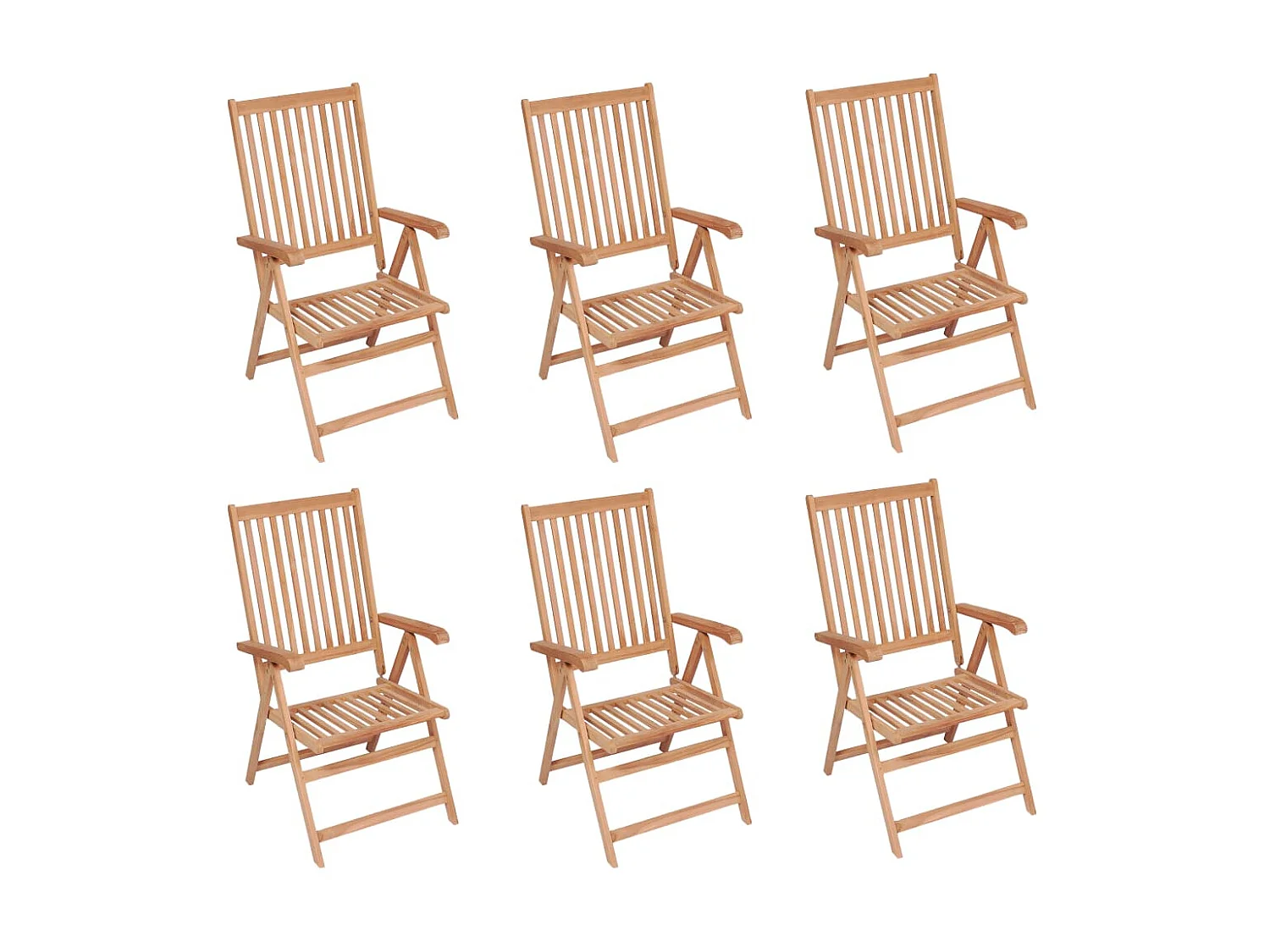 Chaises inclinables de jardin 6 pcs Bois de teck solide 2