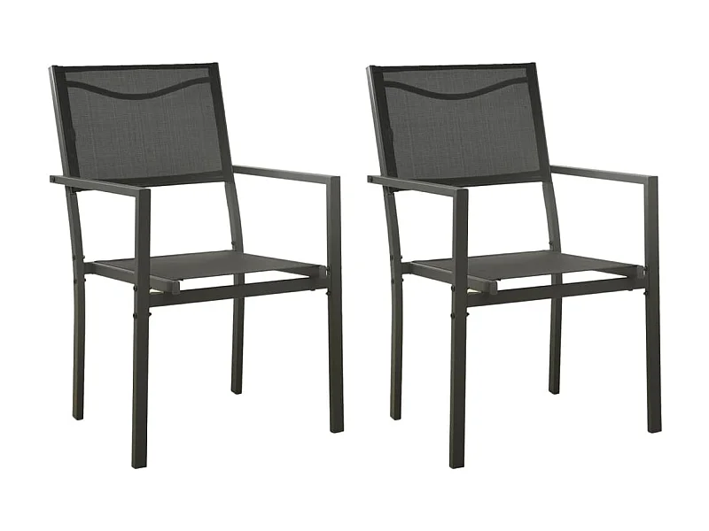 Chaises de jardin 2 pcs Textilène et acier Noir et anthracite