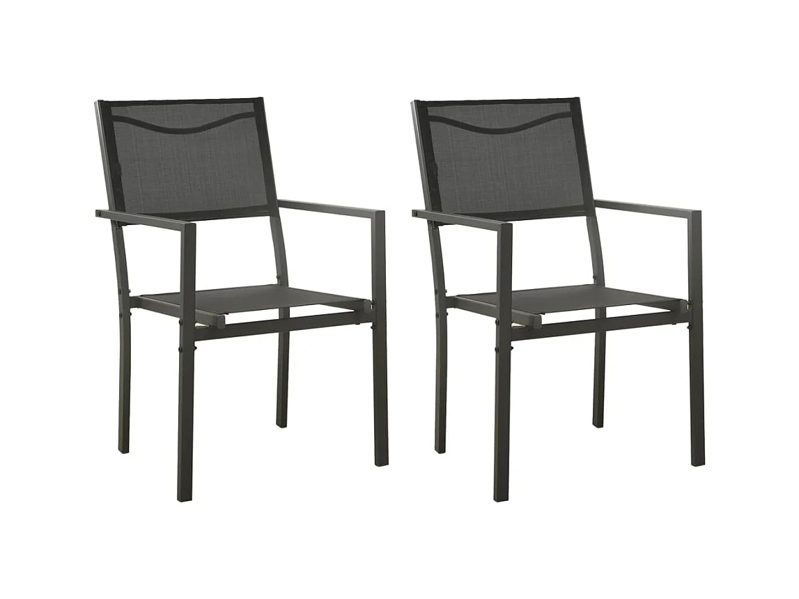 Chaises de jardin 2 pcs Textilène et acier Noir et anthracite