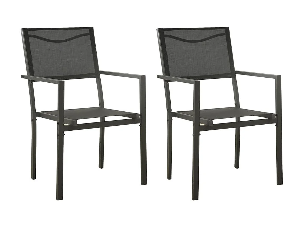Chaises de jardin 2 pcs Textilène et acier Noir et anthracite