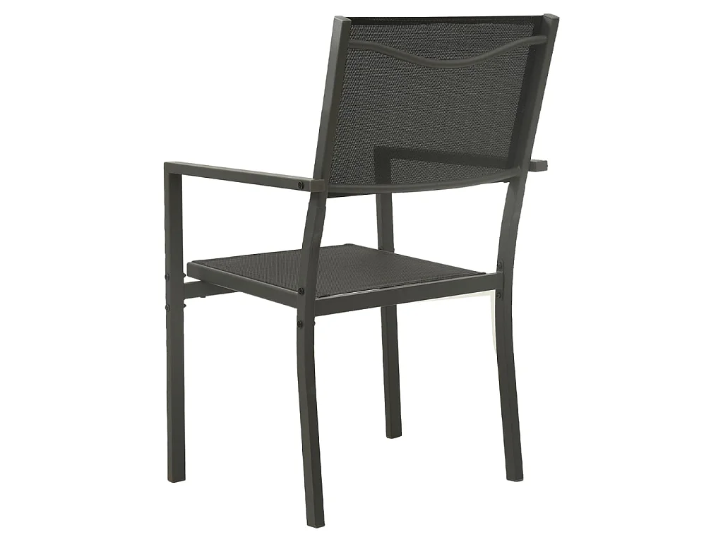 Chaises de jardin 2 pcs Textilène et acier Noir et anthracite