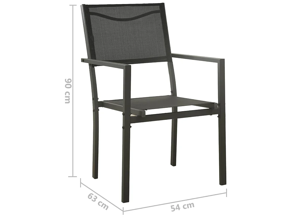 Chaises de jardin 2 pcs Textilène et acier Noir et anthracite