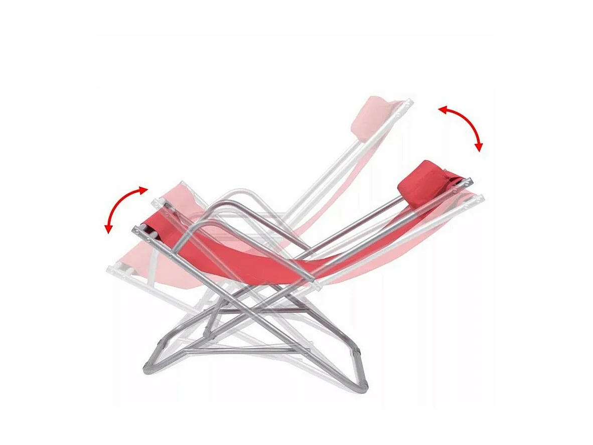 Chaise de jardin pliante PVC rouge et métal Kinga - Lot de 2