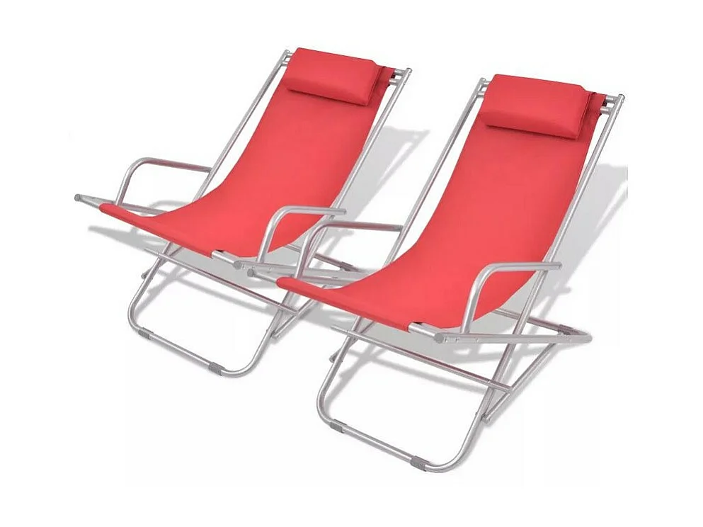 Chaise de jardin pliante PVC rouge et métal Kinga - Lot de 2