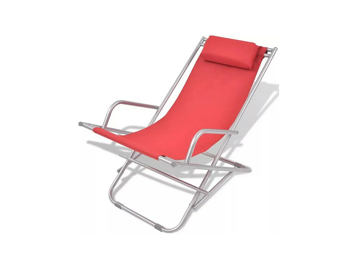 Chaise de jardin pliante PVC rouge et métal Kinga - Lot de 2
