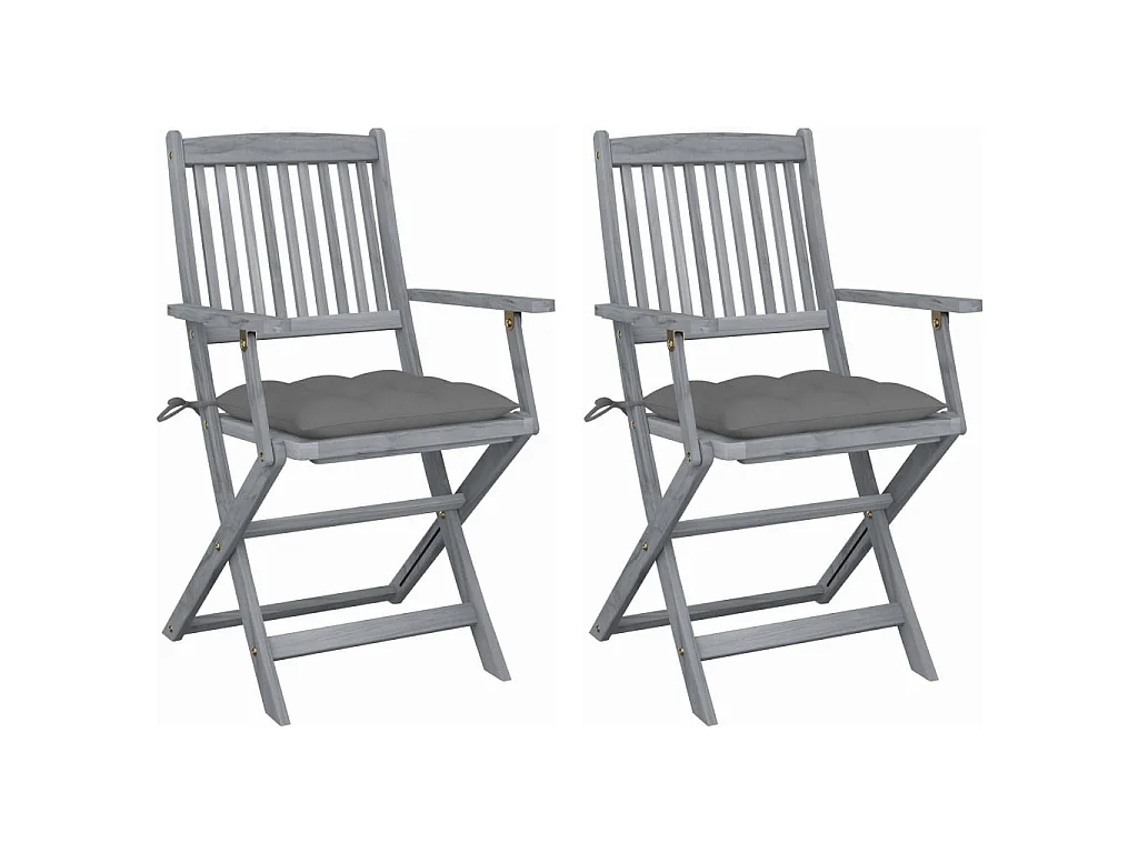 Chaises pliables d'extérieur 2 pcs avec coussins Bois d'acacia 31