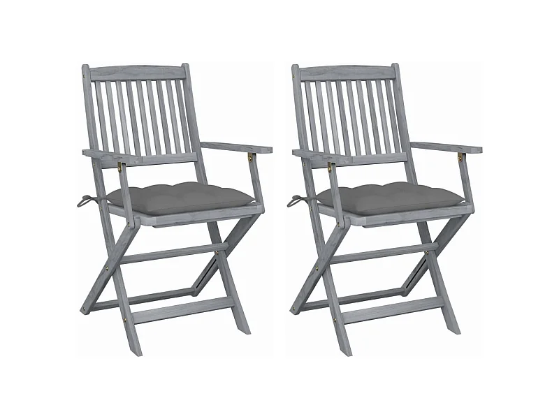 Chaises pliables d'extérieur 2 pcs avec coussins Bois d'acacia 31