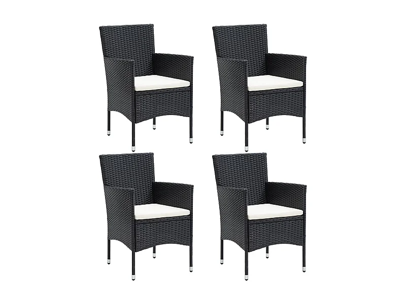 Chaises de salle à manger de jardin 4 pcs Résine tressée Noir