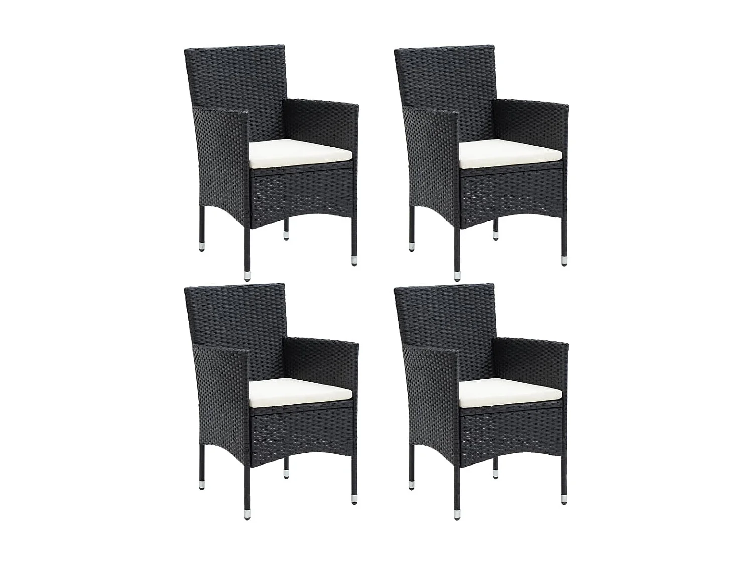 Chaises de salle à manger de jardin 4 pcs Résine tressée Noir