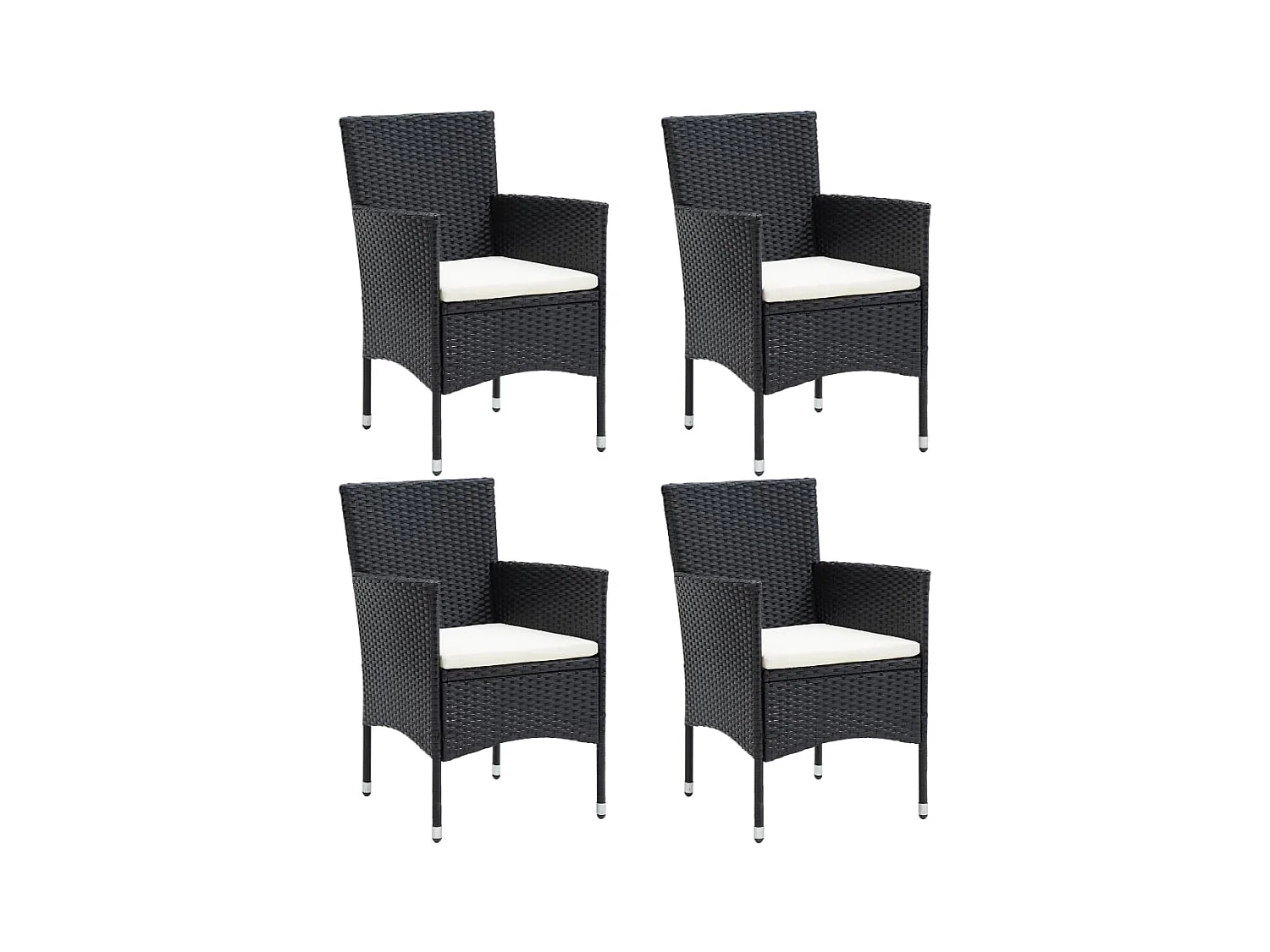 Chaises de salle à manger de jardin 4 pcs Résine tressée Noir