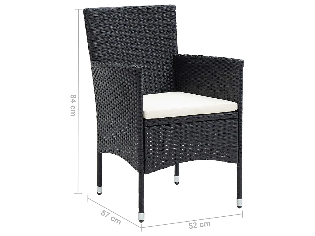 Chaises de salle à manger de jardin 4 pcs Résine tressée Noir