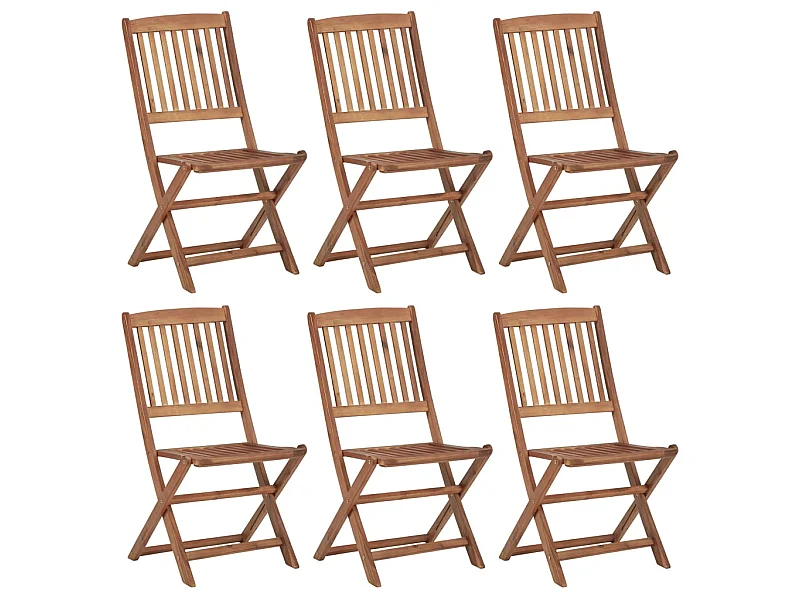 Chaises pliables de jardin 6 pcs Bois d'acacia solide