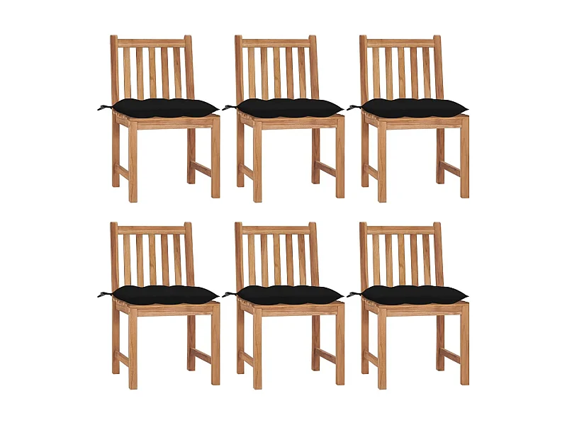 Chaises de jardin 6 pcs avec coussins Bois de teck massif 22