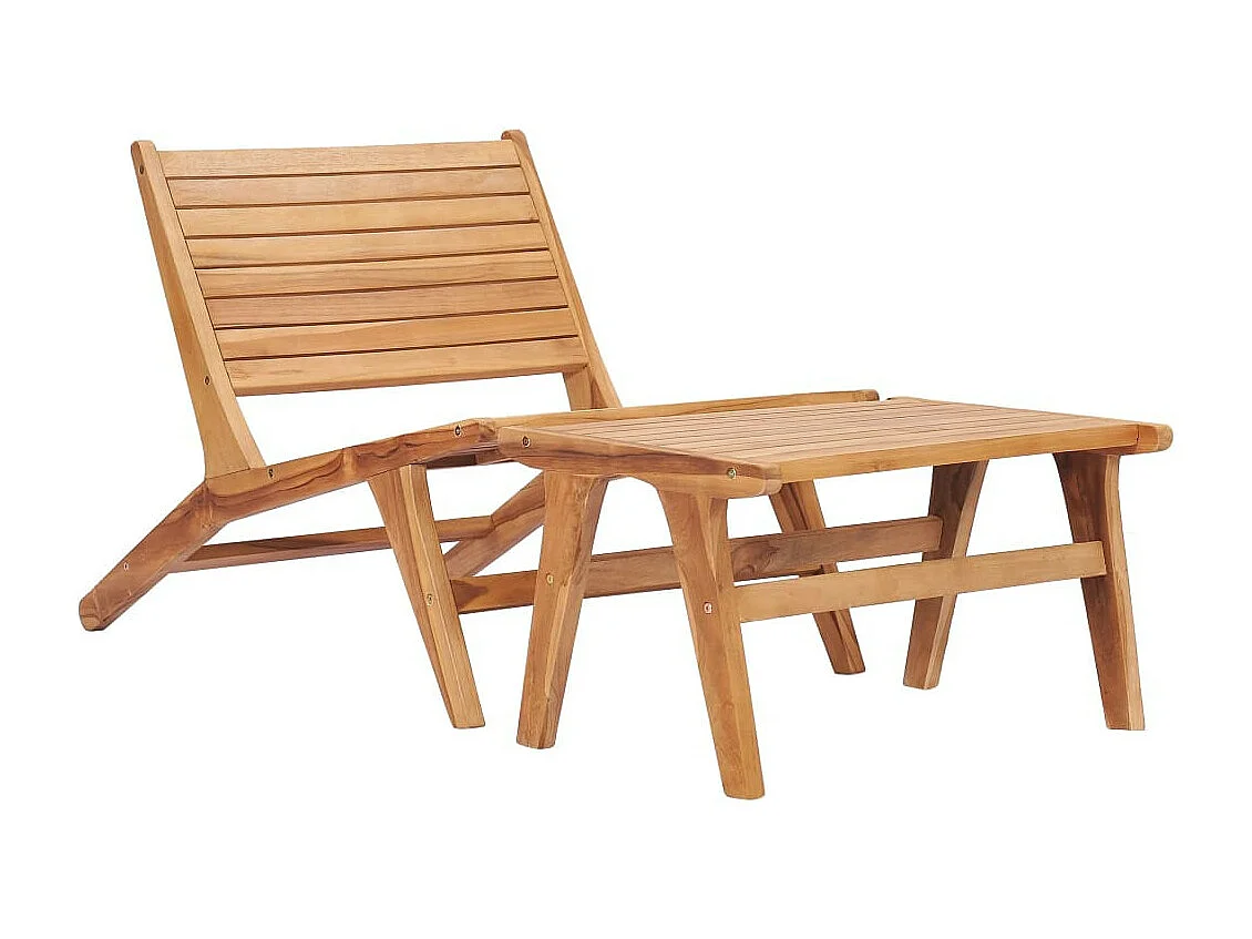Chaise de jardin avec repose-pied Bois de teck solide
