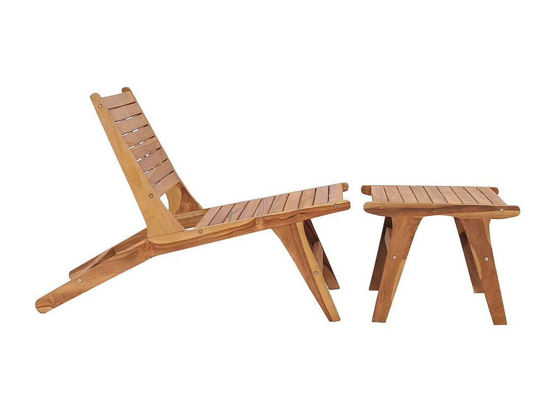 Chaise de jardin avec repose-pied Bois de teck solide