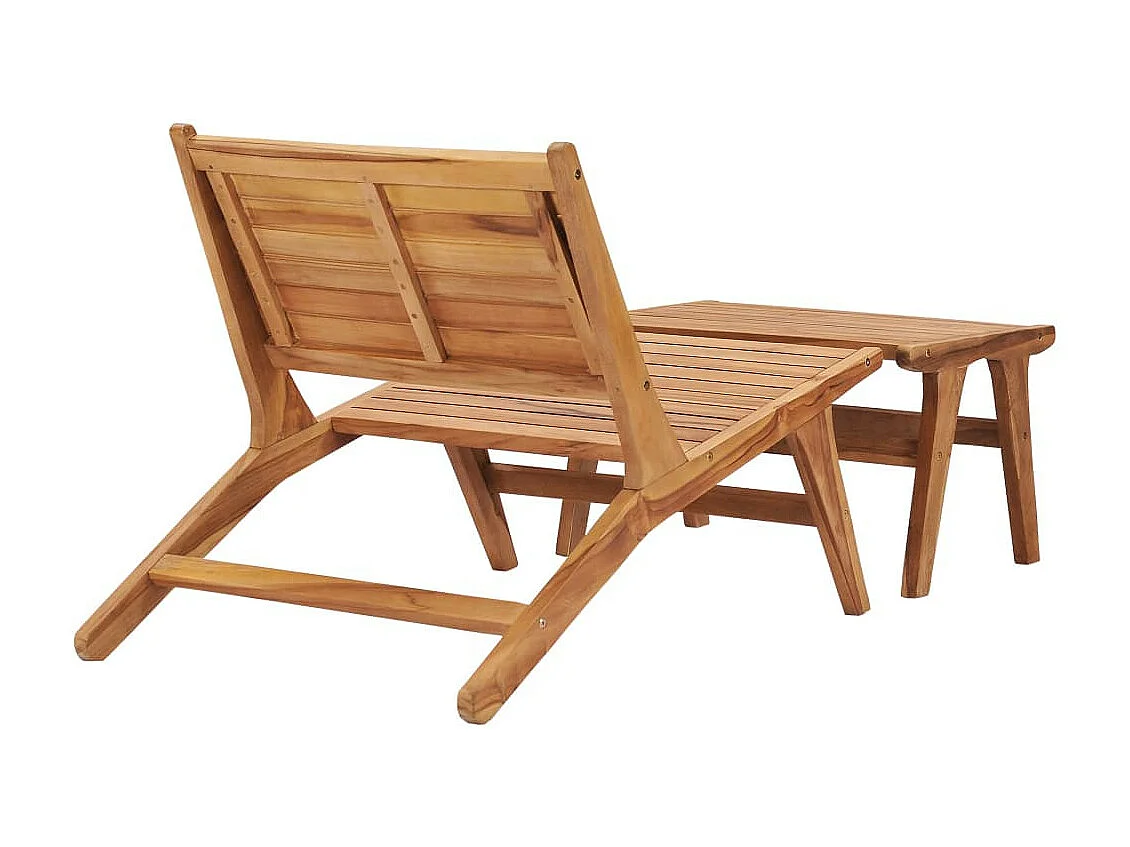 Chaise de jardin avec repose-pied Bois de teck solide