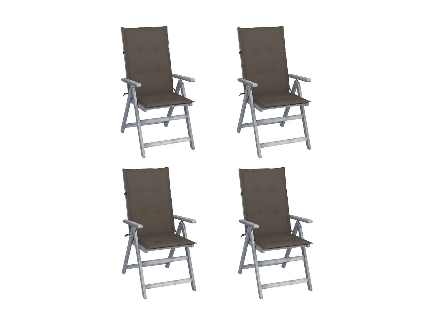 Chaises inclinables de jardin 4 pcs avec coussins Bois d'acacia 33