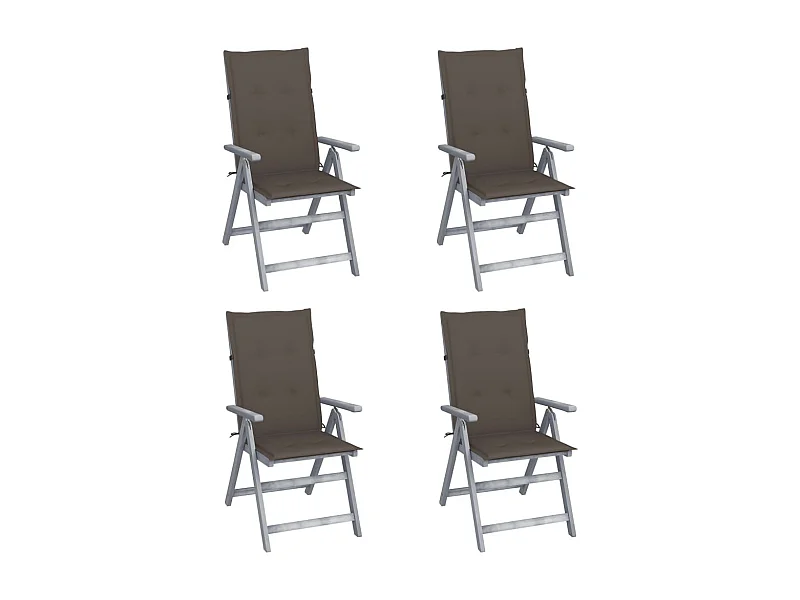 Chaises inclinables de jardin 4 pcs avec coussins Bois d'acacia 33