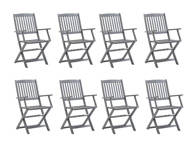 Chaises pliables d'extérieur 8 pcs Bois d'acacia solide 5