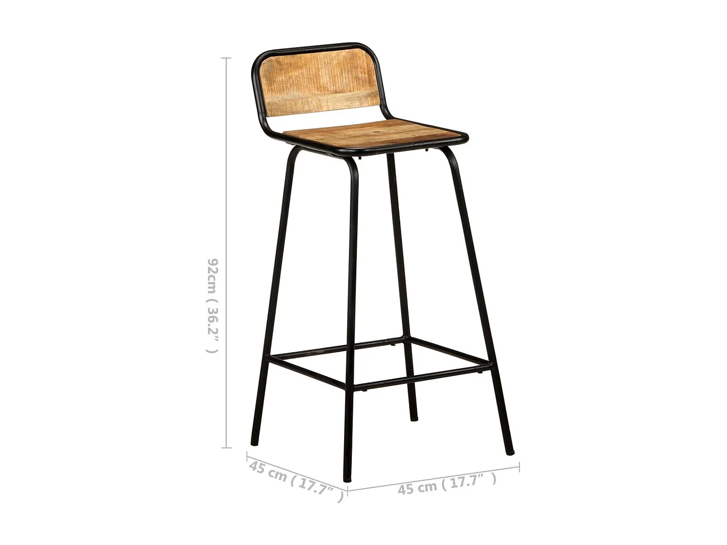 Chaises de bar 4 pcs Bois de manguier solide