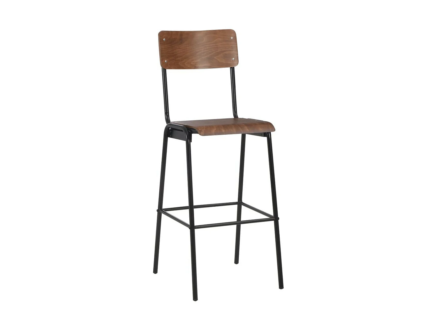 2 pcs Chaises de bar Marron Contreplaqué solide et acier