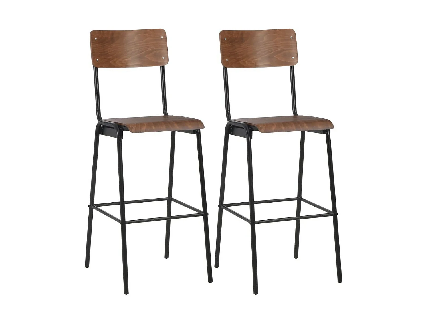 2 pcs Chaises de bar Marron Contreplaqué solide et acier