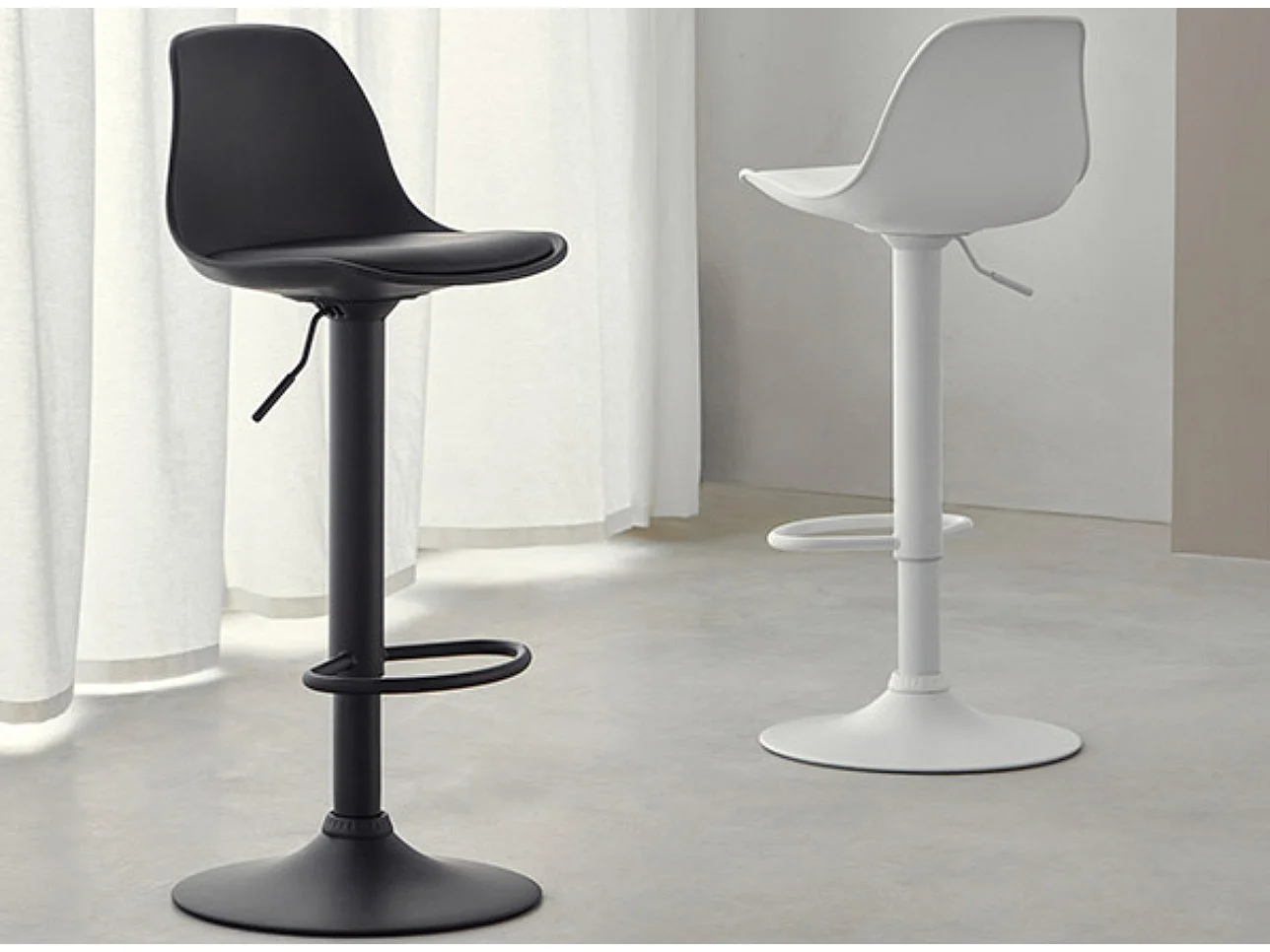 Tabouret moderne pivotant et relevable Baly-Couleur Blanc