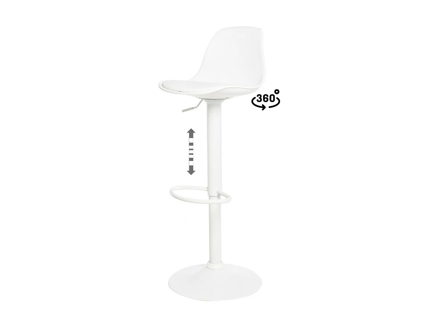 Tabouret moderne pivotant et relevable Baly-Couleur Blanc