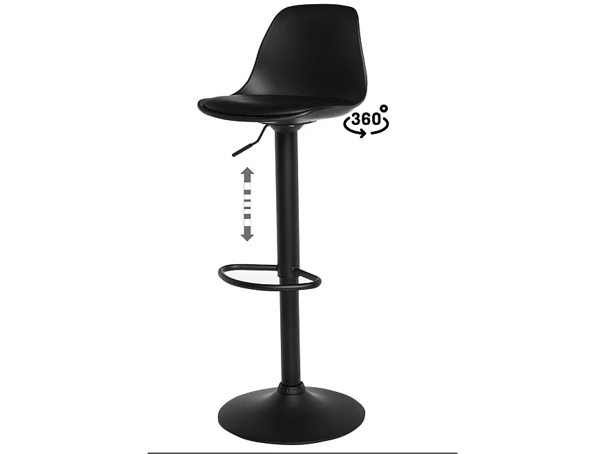 Tabouret moderne pivotant et relevable Baly-Couleur Blanc