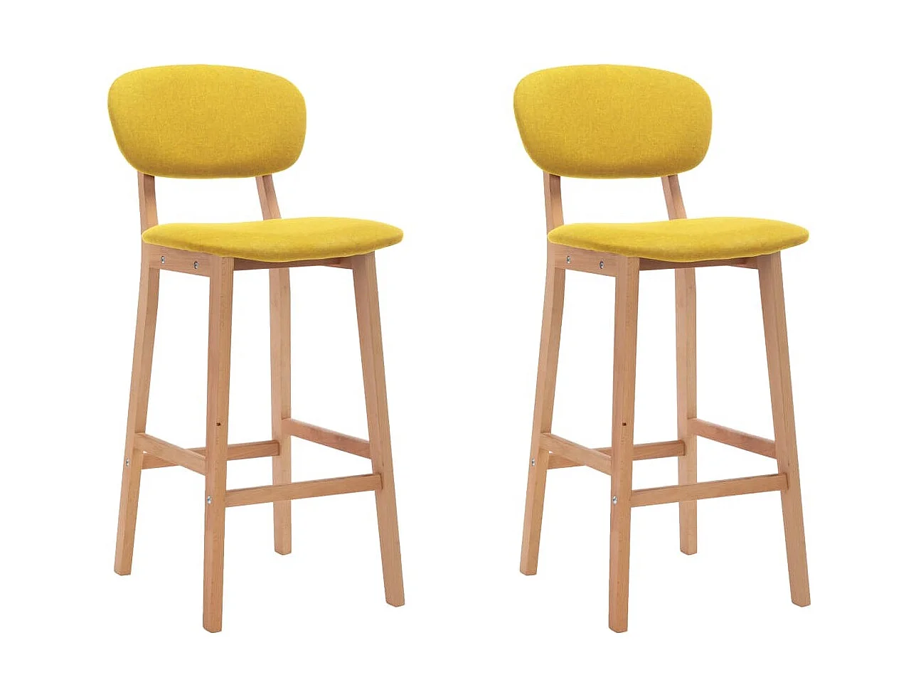 Chaise de bar tissu jaune moutarde et bois de hêtre massif Kamila - Lot de 2