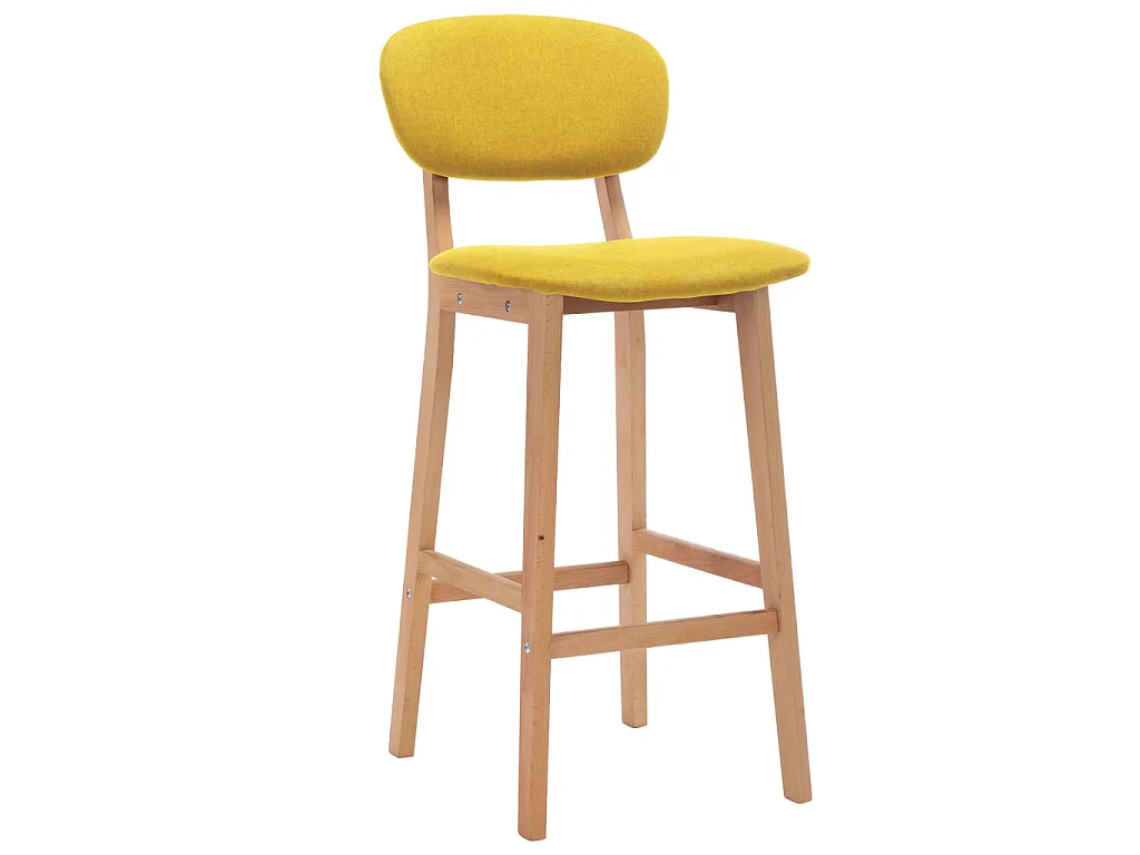 Chaise de bar tissu jaune moutarde et bois de hêtre massif Kamila - Lot de 2
