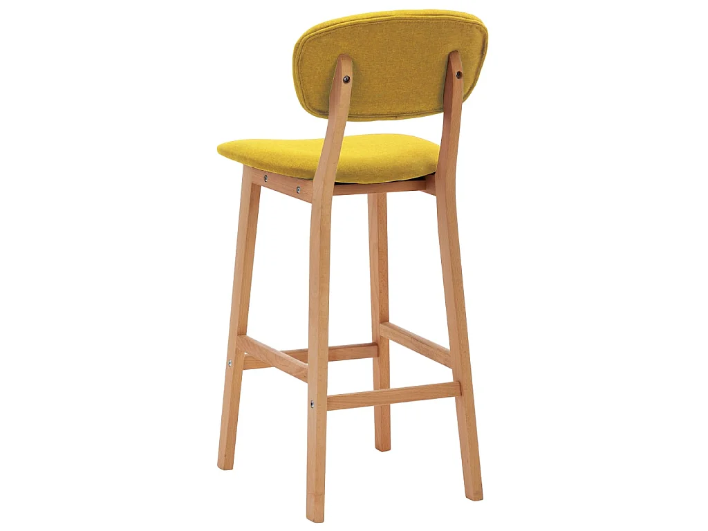 Chaise de bar tissu jaune moutarde et bois de hêtre massif Kamila - Lot de 2