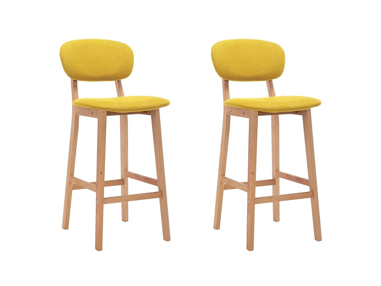 Chaise de bar tissu jaune moutarde et bois de hêtre massif Kamila - Lot de 2