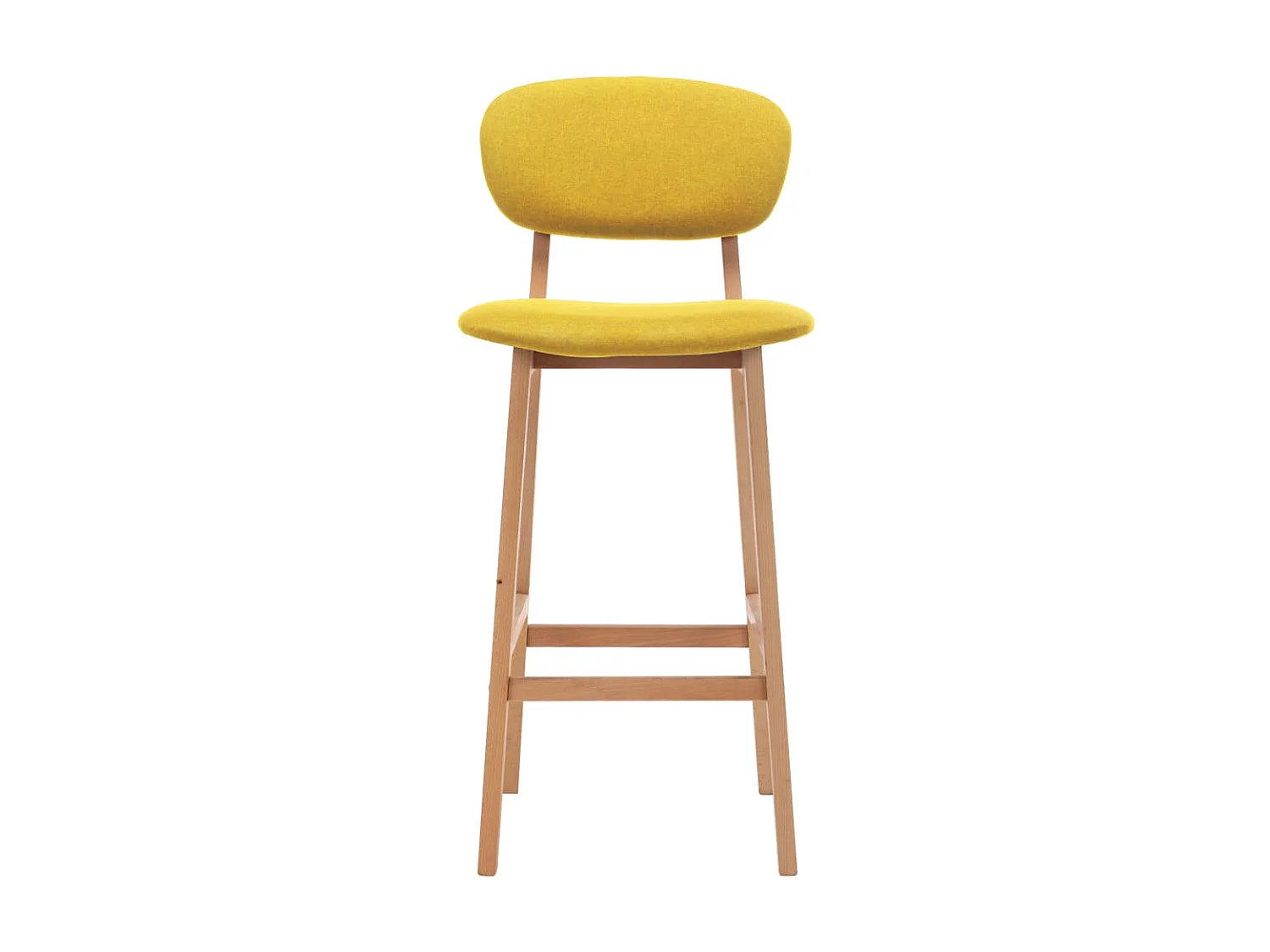 Chaise de bar tissu jaune moutarde et bois de hêtre massif Kamila - Lot de 2