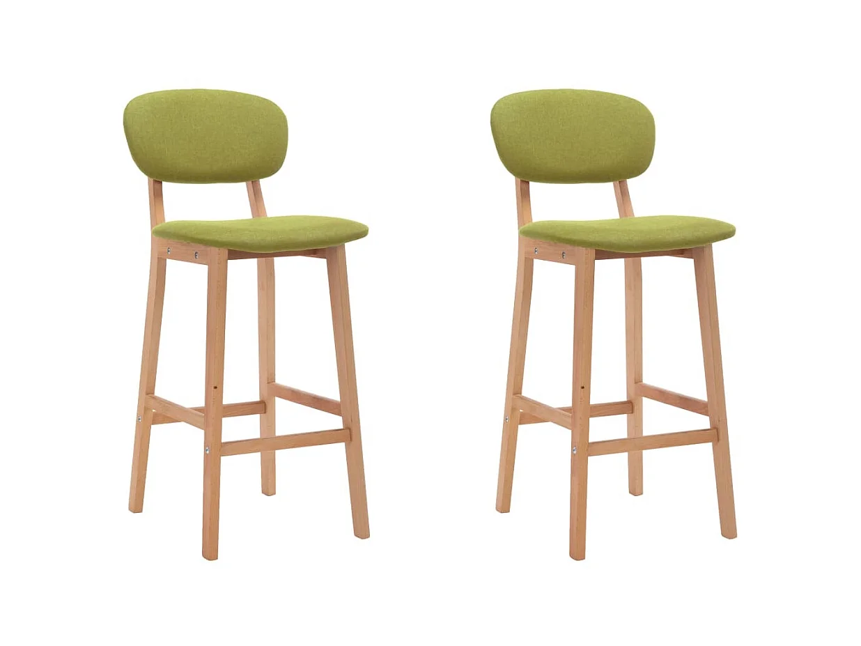 Chaise de bar tissu vert anis et bois de hêtre massif Kamila - Lot de 2