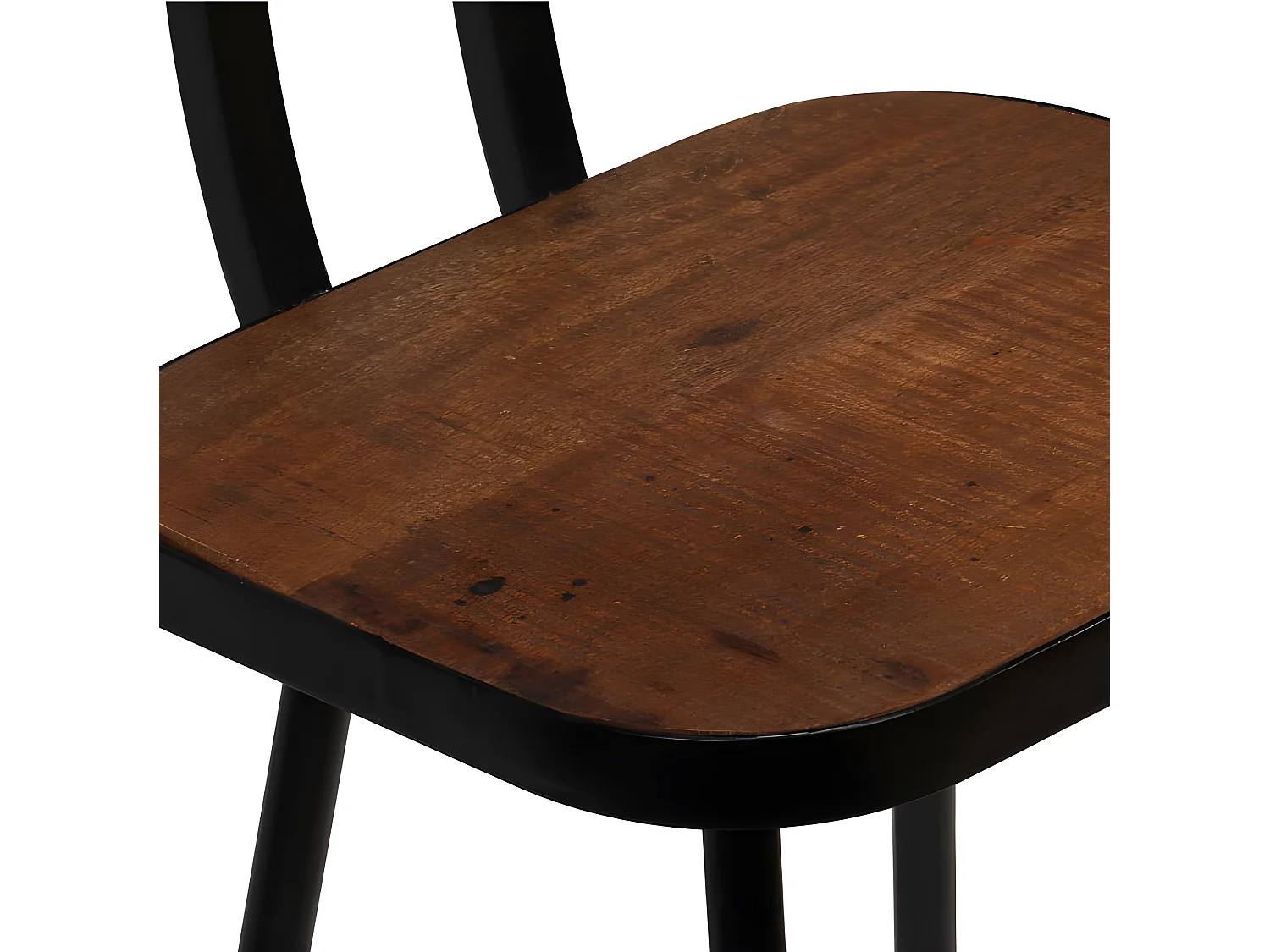 Chaise de bar bois massif foncé et métal noir Iar - Lot de 2