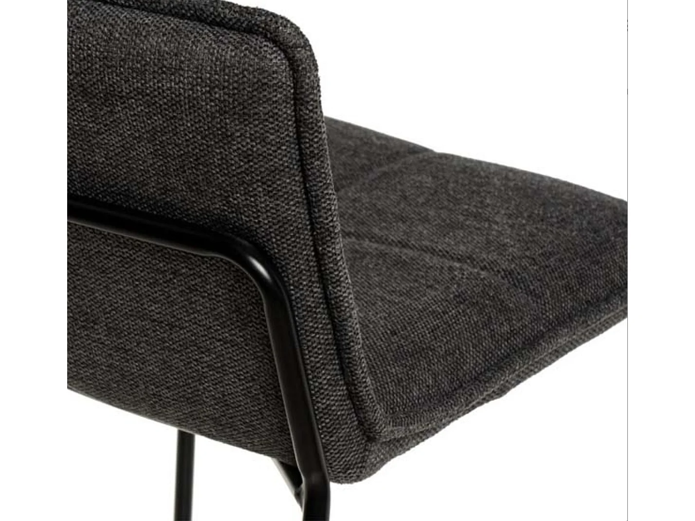 Tabouret moderne tissu avec pieds en métal noir Botane-Couleur Gris foncé-Hauteur d'assise 74 cm