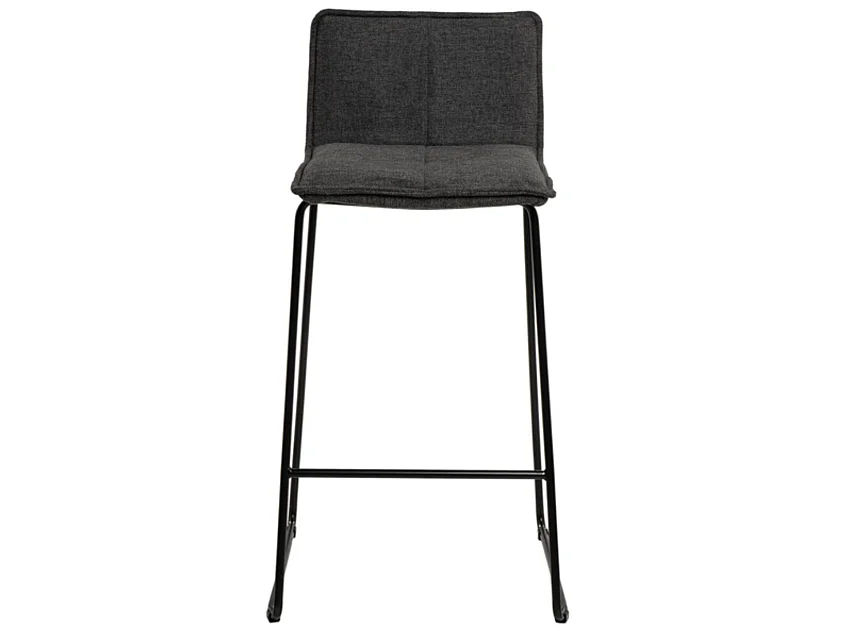 Tabouret moderne tissu avec pieds en métal noir Botane-Couleur Gris foncé-Hauteur d'assise 74 cm