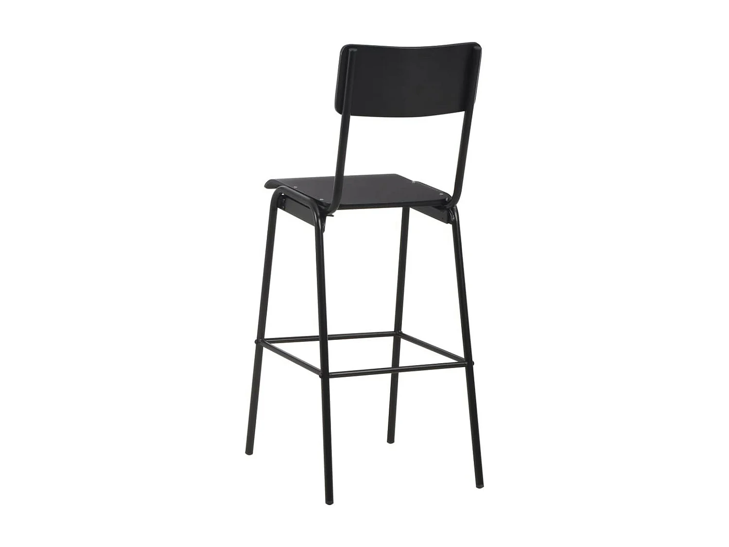 2 pcs Chaises de bar Noir Contreplaqué solide et acier