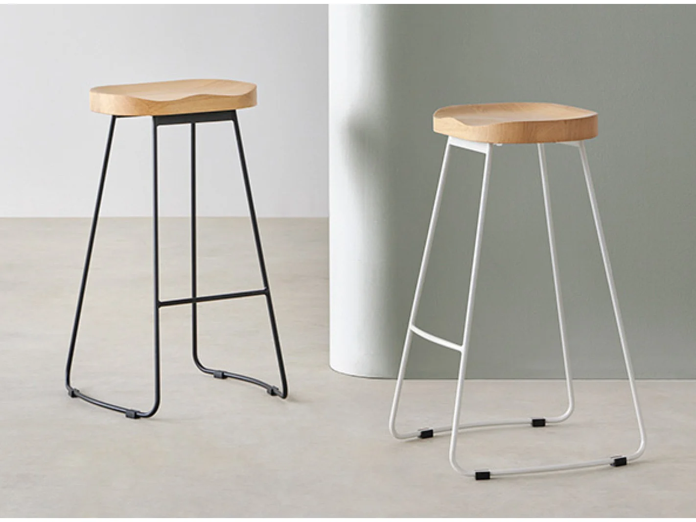 Tabouret rétro vintage Kobel 66cm-Couleur Blanc