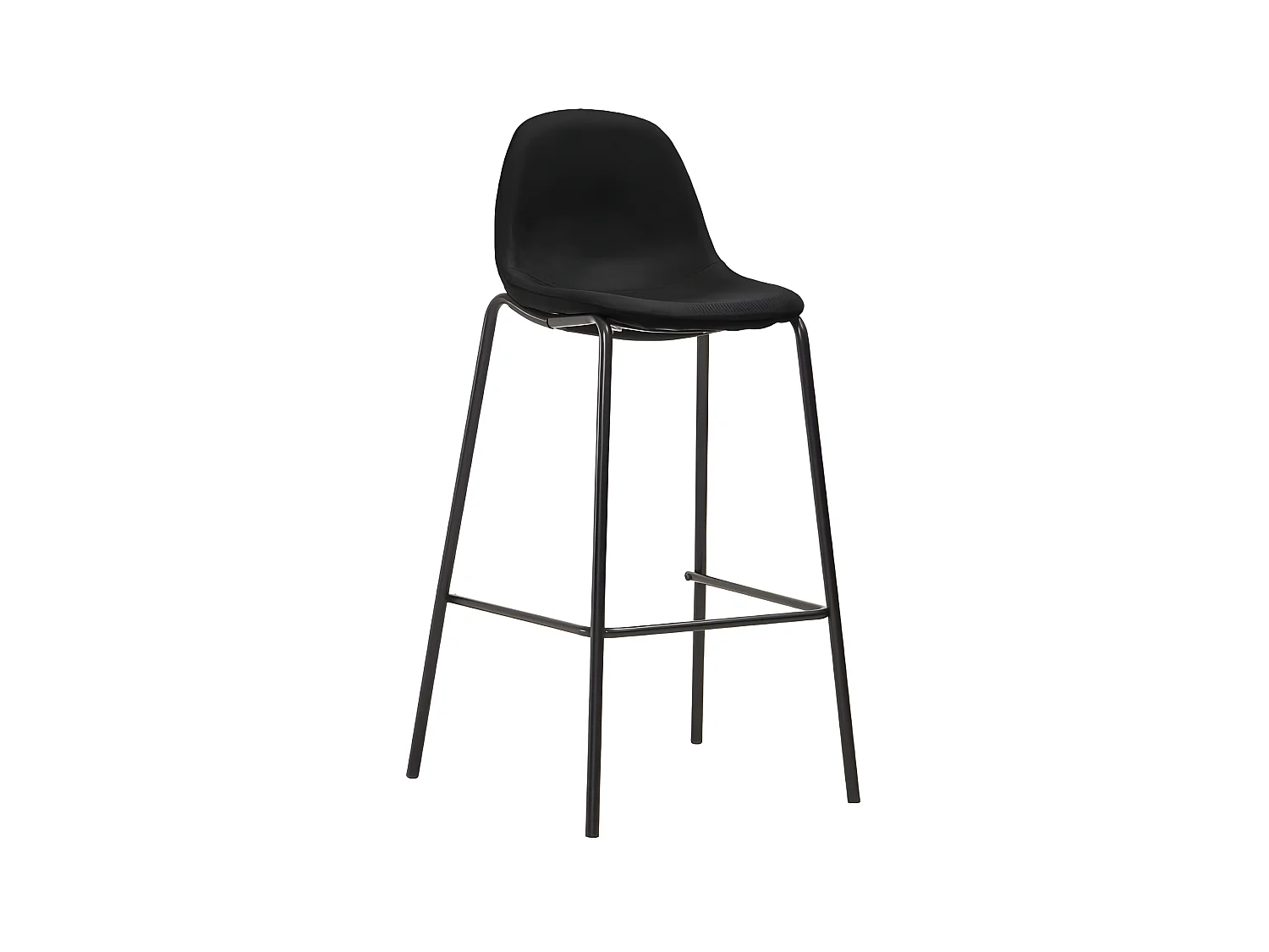 Chaise de bar tissu noir et pieds métal noir Cassie - Lot de 2
