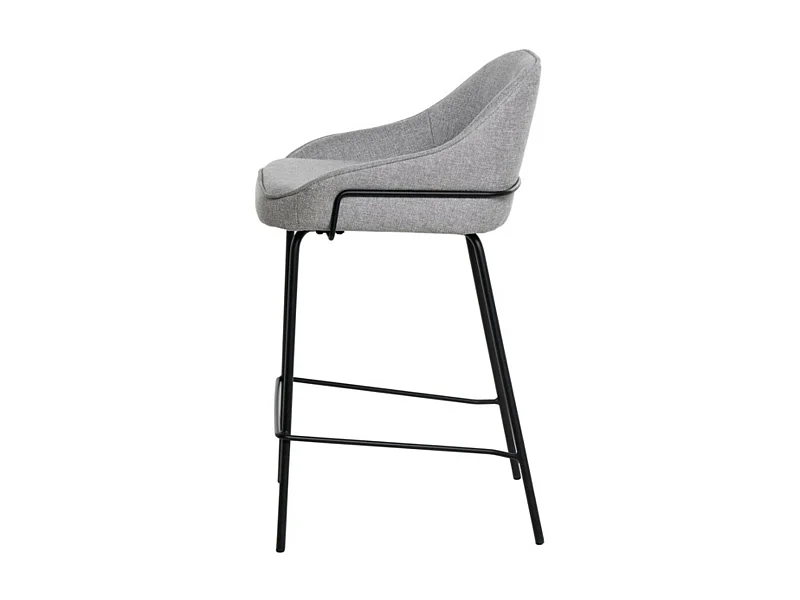 Tabouret moderne tissu avec pieds en métal noir Sharle-Couleur Gris clair-Hauteur d'assise 66 cm