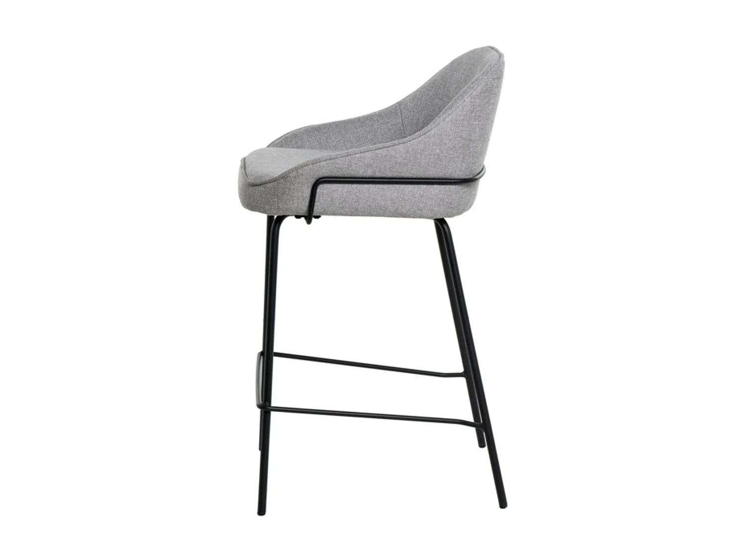 Tabouret moderne tissu avec pieds en métal noir Sharle-Couleur Gris clair-Hauteur d'assise 66 cm